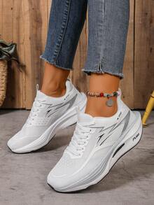 2025 Novos Tênis Femininos Brancos Leves e Respiráveis para Corrida, Sola MD Absorvente de Impacto, Tênis Esportivos de Cano Baixo na Moda, Treinamento, Fitness, Uso Casual Duplo, Calçados Esportivos Femininos, Conforto, Design de Fechamento Seguro, Alto Desempenho, Item na Moda, Essencial para Entusiastas da Saúde