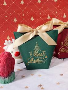 5pcs Christmas Gift Box With Bowknot, Red And Green Mini Treat Boxes For Candy, Cookies, Chocolates, Party Favors, Holiday Packaging, Cute Decorative Box For Christmas Tree, Wedding, Birthday, Classroom Exchange, Festive Wrapping For Kids And Adults