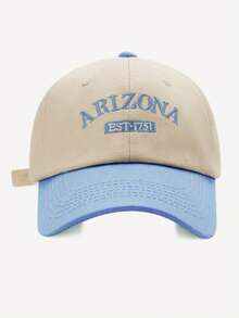 Outdoor Sports Casual Street Color Block Baseball Cap, Spring/Summer Letter Embroidery Curved Brim Hat, Unisex Couple Student Simple Comfortable Golf Outdoor Sun Protection Cap