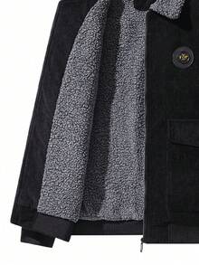 Men's Casual Thermal Lined Thick Zip-Up Padded Coat Coat, Winter Long Sleeve Corduroy Collar Work Jacket, Heavyweight Material, Men's Winter Jacket