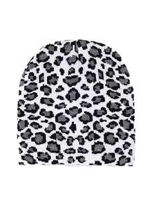 1件豹纹波西米亚风派对休闲优雅复古街头风提花豹纹针织保暖帽，无帽檐羊毛帽，适合春、秋、冬季佩戴。 - A - 查看 9