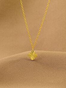 925 纯银四叶草吊坠项链，精致锁骨链，时尚百搭的女士珠宝 - 金色 - 查看 3