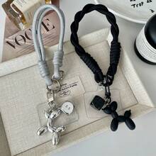 1 件/2 件骰子气球狗手机挂绳腕带，带绳的可爱手机带，手机挂饰带，适用于通用手机壳 DIY 可拆卸垫，男女通用便携式防丢失防摔腕带，钥匙扣