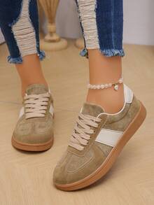 Fashionable New German Shepherd Design Women's Party Sports Shoes, Women's Casual Flat Shoes - Khaki - View 3