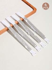 2/4件套水钻纯色文胸肩带，女士内衣肩带配件 - 适合连衣裙和日常穿着