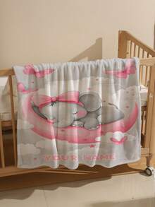 1pc Customizable Text Family Blanket With Cute Elephant Pattern, Commemorative Blanket. Suitable As A Gift For Girls, Boys, Adults, Valentine's Day, Lightweight, Baby Blanket, Personalized Fleece Blanket, Personalized Photo Blanket, Personalized Throw Blanket, Personalized Baby Blanket, Newborn Blanket, Suitable For Mother's Day, Birthday, Children's Day, Father's Day, Graduation Ceremony - Multicolor - View 10