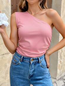 Top mujer dama tela Rib Pana corte Asimétrico diseño juvenil moderno ideal para oficina casa diario Elegancia Única para Tu Look primavera verano