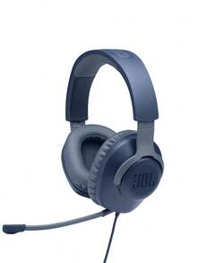 JBL Quantum 100 有线头戴式游戏耳机，拥有 Quantum SOUND 标志性音效、可拆卸麦克风、记忆海绵耳垫和轻巧设计，适用于 PC、笔记本电脑、Switch 和游戏主机。 - 藍色 - 查看 3