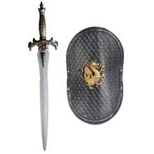 2pcs Unisex Medieval Prince Riding Accessory Set, Plastic Shield And Sword Costume Props, Suitable For Halloween, Carnival, Warrior Role Play, Renaissance Party