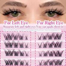 Lash Clusters Wispy Left And Right, Eye C Curl Eye Eyelash Clusters Natural Wispy Cluster Eyelash Extensions 9 - 14MM Band False Eyelashes 9mm 11mm 12mm 14mm - 黑色 - 查看 4