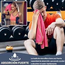 Set de 3 Toallas de Microfibra, Toalla Deportiva Súper Absorbente, Toalla de Secado rápido para Acampar, Deporte, Playa, Gimnasio, Viajes (Rosa) - Rosa - Ver 3