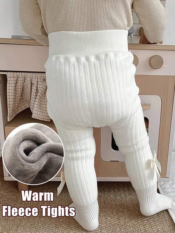 1 Paar Baby/Kleinkind Leggings Mädchen Strumpfhosen, verdickt für Herbst & Winter, Kinder Strumpfhosen, verdickt für Herbst & Winter, warm und bequem, mit Schleifen