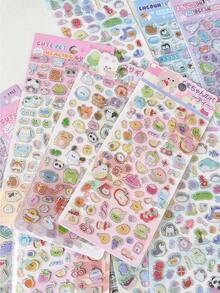 Metallic Silver Glaze Stickers, 3D Cute Animal Decorative Stickers, Suitable For Phone, Water Cup, DIY, Gifts