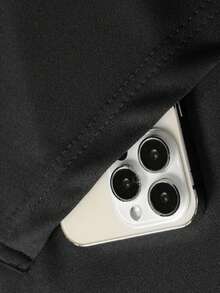 时尚休闲连帽衫，男士运动日常百搭长袖上衣，带口袋 - 可机洗，黑色连帽套头衫，春秋季男士休闲服饰 - 黑色 - 查看 6