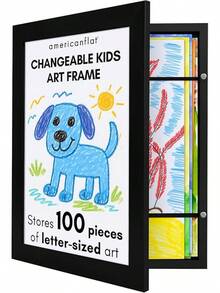 Americanflat - Marco de arte para niños de 10 x 12,5 pulgadas, marco de fotos de carga frontal para obras de arte, uso como marco de fotos de 8,5 x 11 pulgadas con tapete – Mi obra maestra - Negro - Ver 13