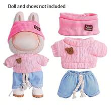 Ropa de muñeca de 17 cm, compatible con Labubu, incluye 3 conjuntos - Sombrero de cubo de moda, suéter y pantalones o conjunto de falda, adecuado para muñeca de 17 cm, accesorios de figura de muñeca lindos para jugar y exhibir (zapatos y muñeca no incluidos) - Multicolor - Ver 14