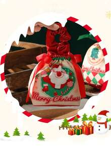 4 PIEZAS Bolsas de regalo con cordón navideñas, bolsas de caramelos navideñas, bolsas de terciopelo reutilizables de Papá Noel para envolver regalos de Navidad, bolsas de regalo para regalos de fiesta, decoración y obsequios