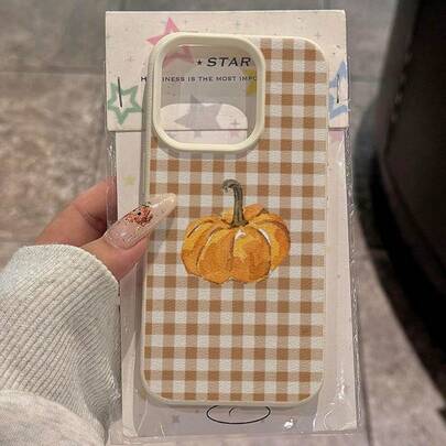 Capa de Telefone com Estampa Xadrez de Abóbora de Halloween Compatível com iPhone 17/16 Pro MAX, Nova Capa de Couro Lítchi de Cor Sólida 15 Plus de Alta Qualidade 14 Estilo Coreano Ins 13 Nicho 12 Minimalista Fresco 11 Pro Casais Dopamina Galaxy A05/A05S/A06/A12/A13 4G/A13 5G/A14/A15/A16 A21S/A22/A23/A25/A32/A33/A34/A35/A36/A52/A53/A23/A54/A55/A71/NOTE10 PRO/NOTE20/S10 PLUS/S20 FE/S21/S21+/S21 FE/S22 PLUS/S23/S23 PLUS/S23 ULTRA