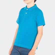 Young Boys Polo Shirts - Teal Blue - View 2
