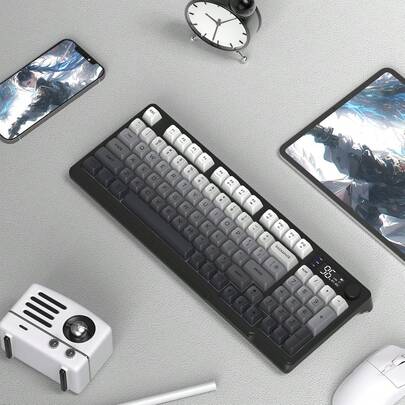  ATTACK SHARK X FREEWOLF M96 80% Wireless Gaming Keyboard, 94 Keys TKL LED Rechargeable Mechanical Feeling PBT Keyboard For Win, Bluetooth 5.0/2.4Ghz Dual Mode For Office/Gaming