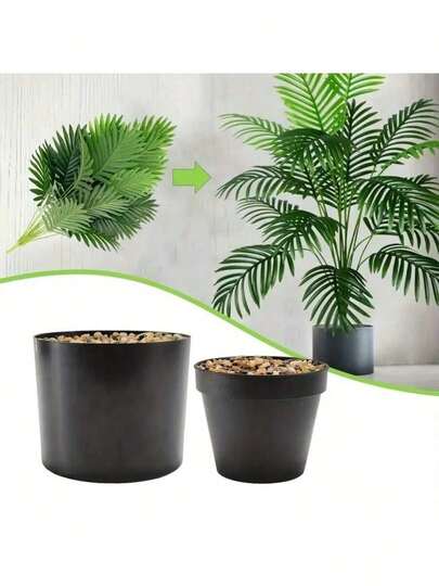 4.92/4.72 Inch Multi-Functional Plastic Planter With Foam And Stone Filler - Perfect For Indoor/Outdoor Decor, Easy To Clean, Space-Saving Design, Indoor Plant Accessory