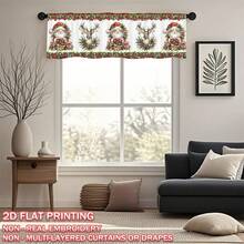 1 pieza Cortina decorativa navideña con bolsillo para barra, estampado de Papá Noel y renos, estampado plano de un solo lado, resistente a la decoloración, tela de poliéster de 150 g/m², filtro de luz grueso, suave y duradero, resistente a las arrugas, para todo el año, lavable, para cocina, dormitorio, sala de estar, decoración de fiesta de Navidad