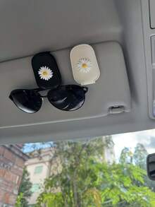 磁性汽车遮阳眼镜夹 - 可爱雏菊设计，爱心风格时尚眼镜带强磁支架，汽车配件（黑色），汽车配件 | 趣味设计 | 磁性固定，汽车时尚眼镜夹 - 彩色 - 查看 7