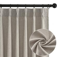 4 Panels Pinch Pleated Curtains Natural Linen Pinch Pleat Back Tab Semi-Shading Drapes With Hooks Rings Window Curtains Home Decor - LANH - Xem 6