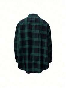 Women Modest Long Sleeve Plaid Shirt Collar Button Front Regular Top In Woven Fabric