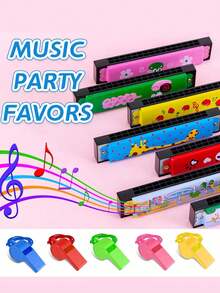 30pcs-16 Hole Harmonica Instruments, Colorful Plastic Whistles, Birthday Party Favors, Thank-You Gifts, Cartoon Double-Row Harmonicas, Loud Colorful Whistles, Perfect For Baby Shower Gifts, Toddler Gift Bag Fillers, And Music Enthusiasts, Shower Gifts, Assorted Colors - Multicolor - View 4