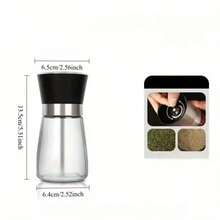 1pcManual Pepper Grinder - With Glass Body And Stainless Steel Ceramic Core - For Chili, Sea Salt, Seasonings - Electricity-Free - Kitchen And Dining Essentials