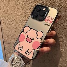 Funda de Teléfono con Diseño de Cerdo Encantador para Modelos de 16/16Plus/16Pro/16Promax, 15/15Plus/15Pro/15Promax, 14/14Plus/14Pro/14Promax, 13/13Pro/13Promax, 12/12Pro/12Promax, 11/11Pro/11Pro Alta Calidad Hermosa17  17promax - Negro - Ver 3