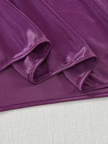 3-Pack Women's Lace Embroidered Satin Nightdress Collection: Made With Smooth Satin Fabric And Mesh Accent-Combining Elegant Design With Cozy Comfort For A Perfect Night's Sleep And Relaxing Lounging Sessions - Dark purple + rose red + royal blue - 查看 9