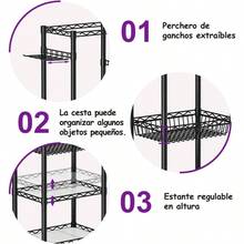 Rack para Mancuernas de Gimnasio en Casa, Organizador de Cochera para Equipos Deportivos, Estante de Almacenaje Multifuncional con Ganchos y Ruedas - inicial - Ver 5