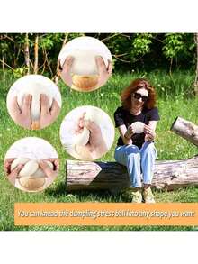 1/2pcs Dumpling Shaped Soft Cute Stress Relief Toy, Dumpling Shaped Squeeze Stress Ball, Steamed Bun Shaped Squeeze Stress Relief Toy, Dough Ball Soft Cute Dumpling Shaped Sensory Stress Relief Toy, White Soft Cute Bun Adult Gift - Multicolor - View 3