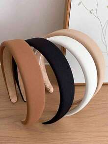 3pcs Faux Leather White, Beige, Black Headbands, Fashionable And Versatile Hair Accessories Suitable For Daily Wear, Face Washing, Makeup, Outfit Matching, And Holiday Gifts, Hair Band, Hair Hoop Hairband - Multicolor - View 5