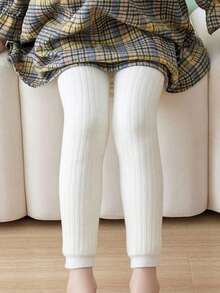 1 双女童紧身裤加厚保暖，冬季款式，婴儿幼儿打底裤儿童七分紧身裤，经典黑、白、灰，简约风格，适合外穿和日常穿搭