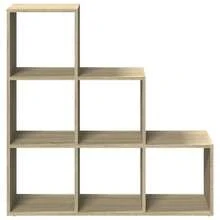 Estante divisor de ambientes de 3 niveles Larryhot Roble Sonoma 99x29x99 cm, Resistente y duradero, Fácil de montar, Estilo decorativo, Adecuado para guardar adornos, figuras, libros, artículos pequeños, etc. - Marrón - Ver 5