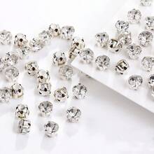 360pcs Silver Sewn Glass Gemstones, Metal Rear Claws Set With Sewn Claw Rhinestone Sewn Gemstones, Glass Rhinestone Sewn On Crystal Gemstones Psychological Flat Back And Silver Claw Jewelry Handicrafts Clothes Shoes Clothing