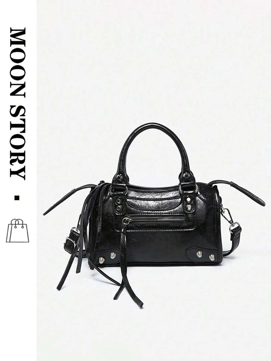 Nouveau sac de moto Y2K à rivets, sac à main rétro haut de gamme à l'ancienne mode française, sac bandoulière croisé