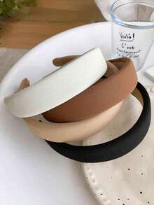 3pcs Faux Leather White, Beige, Black Headbands, Fashionable And Versatile Hair Accessories Suitable For Daily Wear, Face Washing, Makeup, Outfit Matching, And Holiday Gifts, Hair Band, Hair Hoop Hairband - Multicolor - View 4