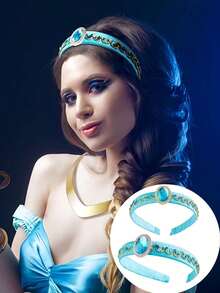 1 公主头带，适合女性，服装配饰，蓝色茉莉花连衣裙配饰，非常适合日常穿着，公主裙，生日派对用品，角色扮演，圣诞礼物，主题派对，角色扮演和拍照，发带，发箍 - 綠色 - 查看 8