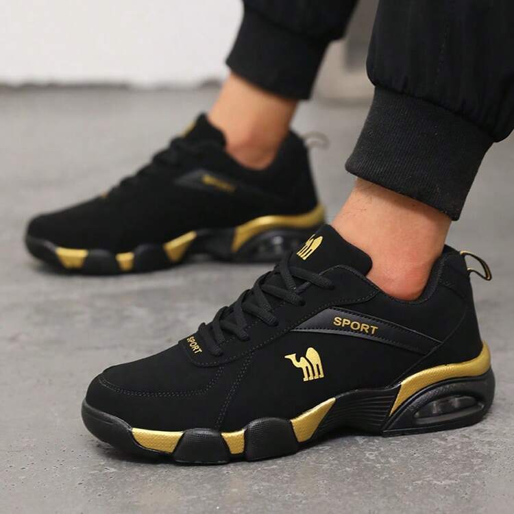 舒适缓震透气系带男式跑步鞋 - 黃色 - 查看 4