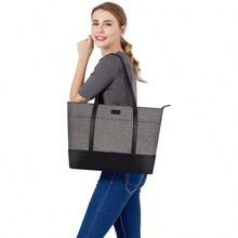 Laptop Tote Bag For Women 1516 Inch Polyester PU Leather Lightweight Business Travel School Bag With Front 3 Pockets