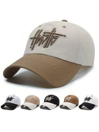 1pc Summer Quick-Drying Baseball Cap For Women Men Letter Embroidery Colorblock Hat Lightweight Breathable Anti-UV Street Hip-Hop Cap Sun Hat Visors