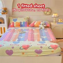 1pc Thick Soft Breathable Snowflake Printed Fitted Mattress Cover (Twin Size), Warm-To-The-Touch Moisture-Wicking, Non-Slip Mattress Protector, Easy Removable & Machine Washable, Suitable For All Seasons, 11 Inch Depth