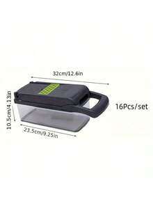 16 件蔬菜切碎器多功能切片器厨房工具，易于制作沙拉，可更换刀片，派对烹饪小工具