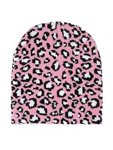 1件豹纹波西米亚风派对休闲优雅复古街头风提花豹纹针织保暖帽，无帽檐羊毛帽，适合春、秋、冬季佩戴。 - A - 查看 3