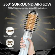 3-In-1 Rotating Hair Dryer Brush Set - Rotating Hair Dryer With 2 Interchangeable Brush Heads (1.5 Inch And 2 Inch), Perfect Gift For Women For Hair Volumizing/Drying/Straightening/Curling - View 5