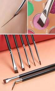 KINGMAS 7pcs Eyeliner Brush Set, Angled Flat Gel Eye Liner Makeup Brushes, Ultra Thin Liner Brush, Fine Point Eyeliner Brushes For Women Girls